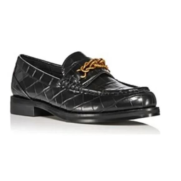 $118 Aqua Women's Size 6 Black  Perle Croc Embossed Loafers - Picture 1 of 9